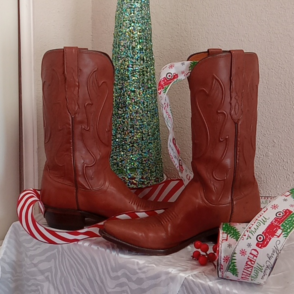 Handmade Brown LUCCHESE Cowboy Boots size 9.5D